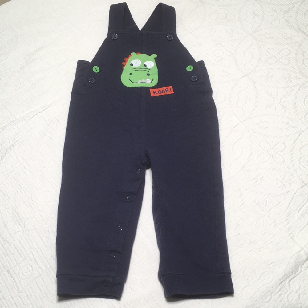 24m (3/$20) Knit Cotton Overalls w/Dino on Bib